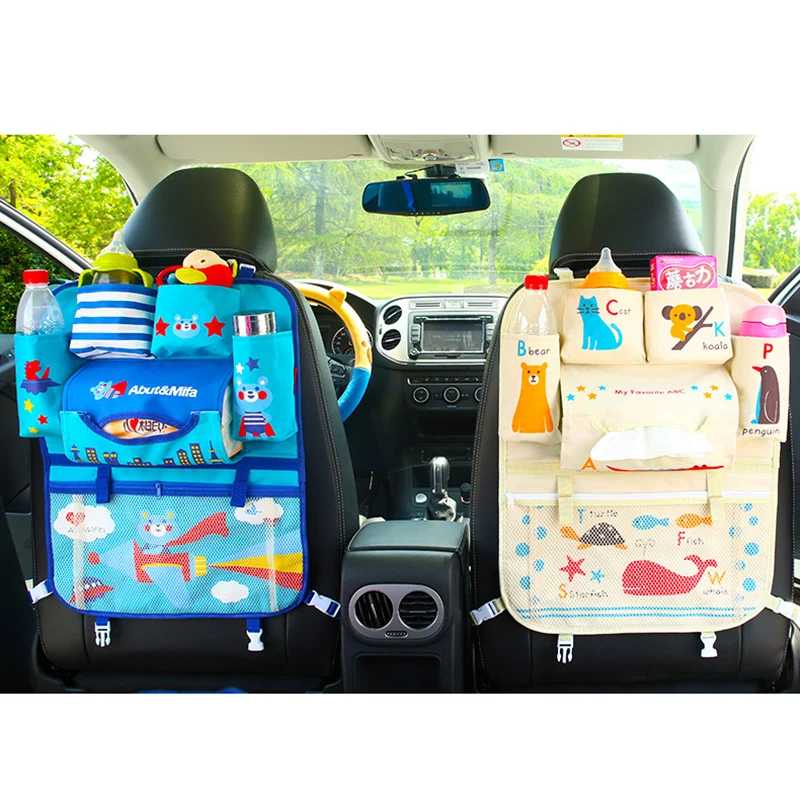 Оксфордская сумка для хранения на заднем сиденье автомобиля с мультяшным