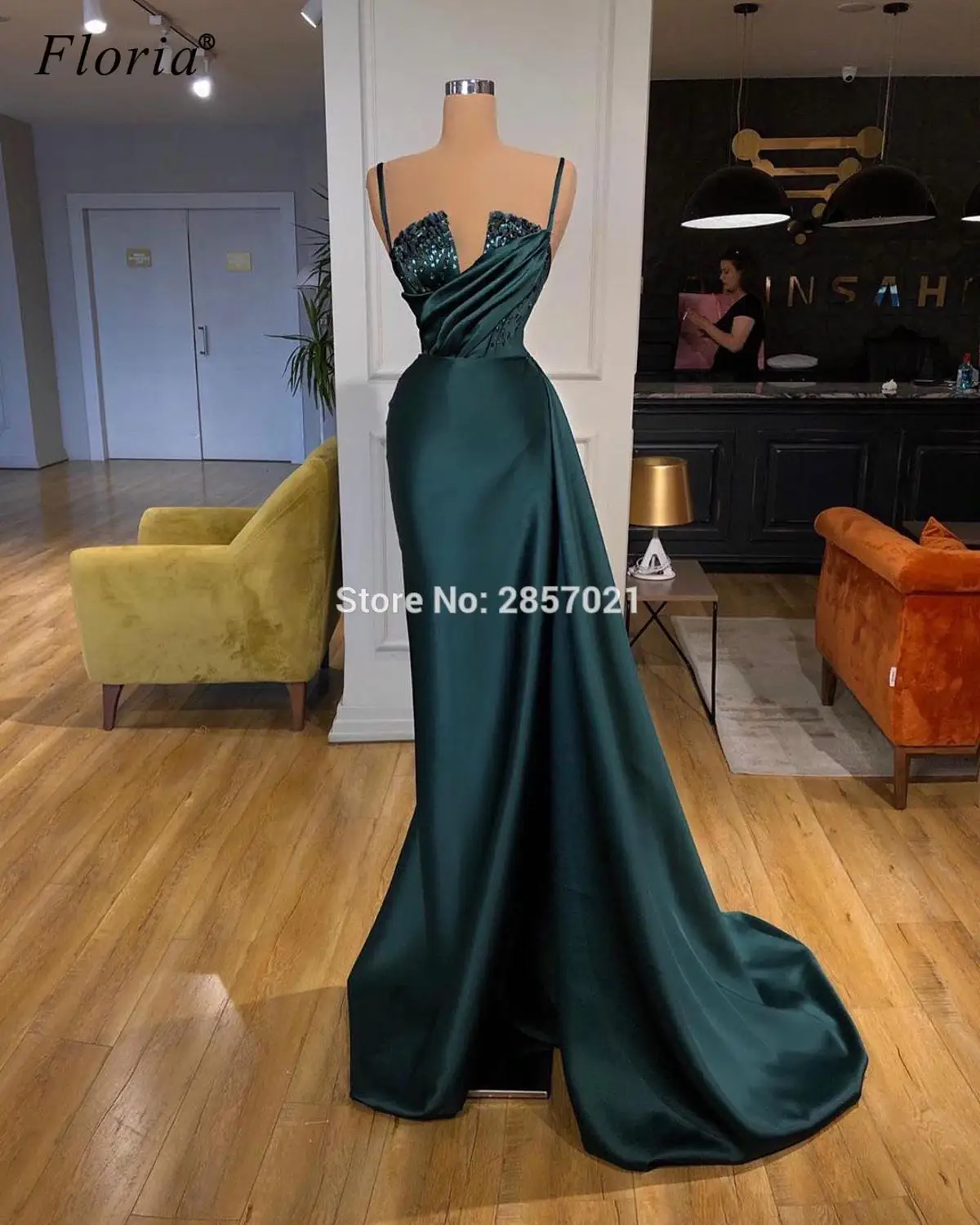 

Haute Couture Elegant Green Prom Dresses Mermaid Long Spaghetti Sexy Cocktail Dresses Crystals Celebrity Dress Vestidos De Noite