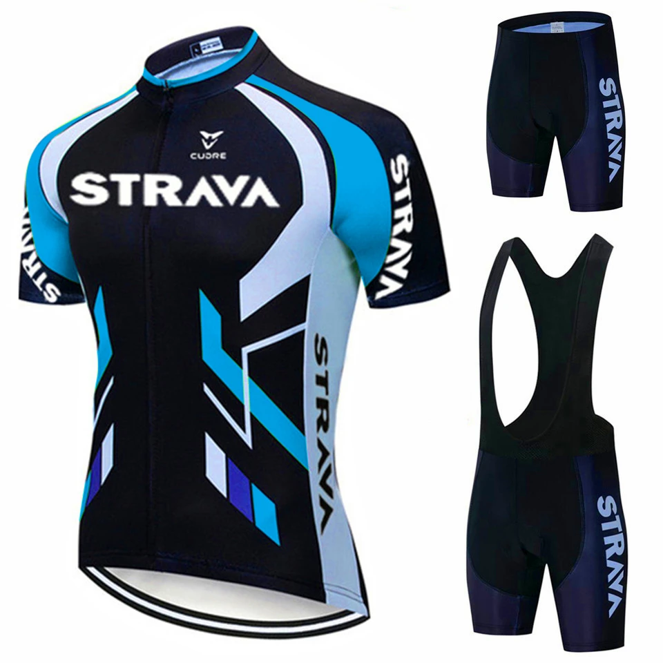 

2021 STRAVA Cycling Team Jersey 19D Bike Shorts Set Ropa Ciclismo MenS MTB Summer Pro Bicycling Maillot Bottom Clothing