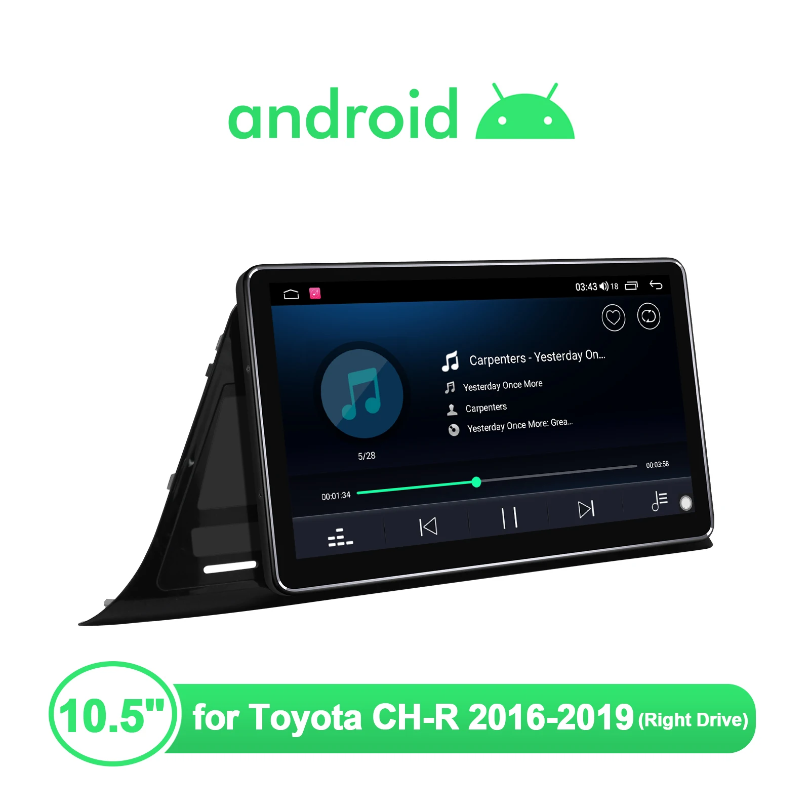 구매 멀티미디어 헤드 유닛 10.5 인치 안드로이드 자동차 라디오 스테레오 Toyota C-HR CH-R CHR 2016 2019 오른쪽 드라이브 무선 Carplay 와이파이 4G