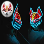 Лидер продаж 2021, маска для Хэллоуина с контроллером 3 в, японские маски для Хэллоуина, неоновая маска со светодиодный светильник кой