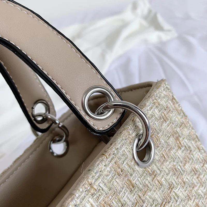 Плетеная женская сумка через плечо качественная для покупок большой вместимости