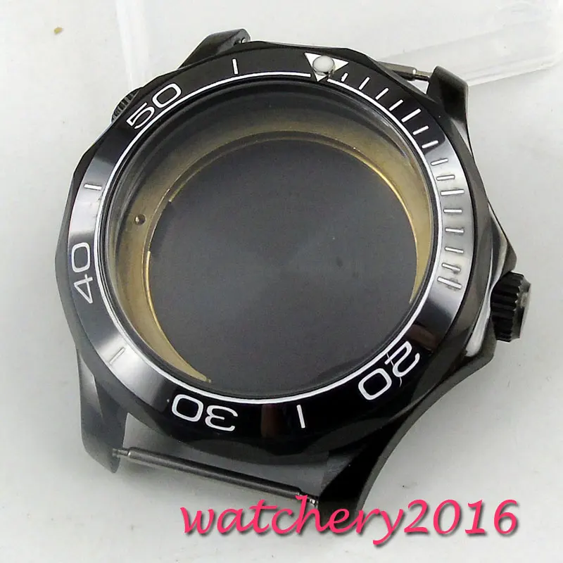 

41mm Watch PVD Plated Case Black Ceremic Bezel Fit for MIYOTA 82 series Automatic Movement