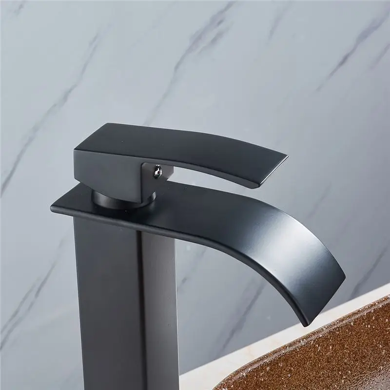 Black Tall Style 1/2 Inch Brass Modern Bathroom Basin Faucet Spout Hot &amp Cold Water Mixer Tap Single Handle | Обустройство дома