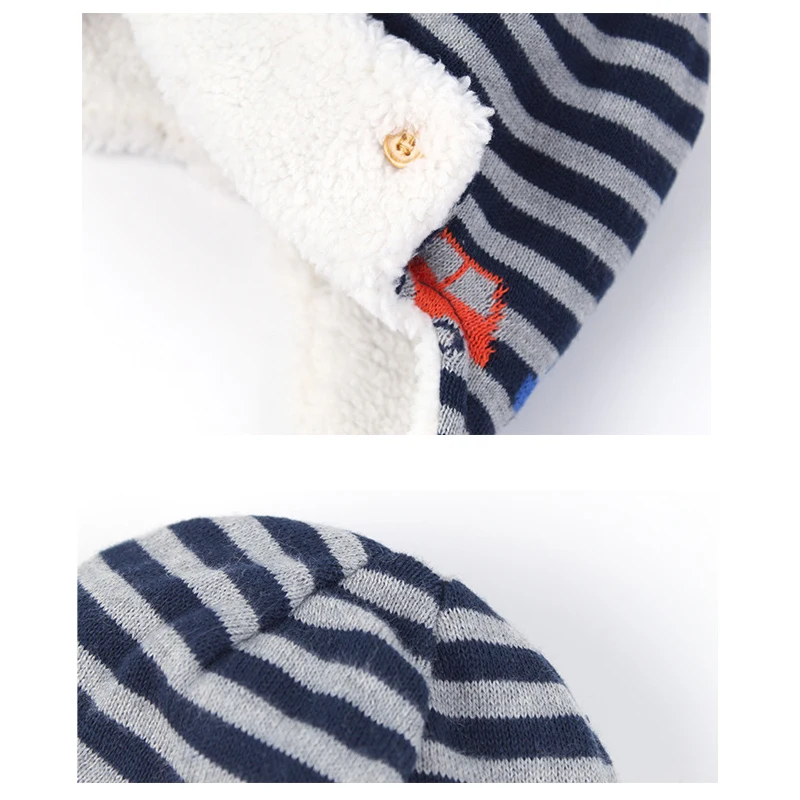 Зимняя шапка бомбер Вязаная Шапка бини для мальчиков Детская осенняя ушанка в