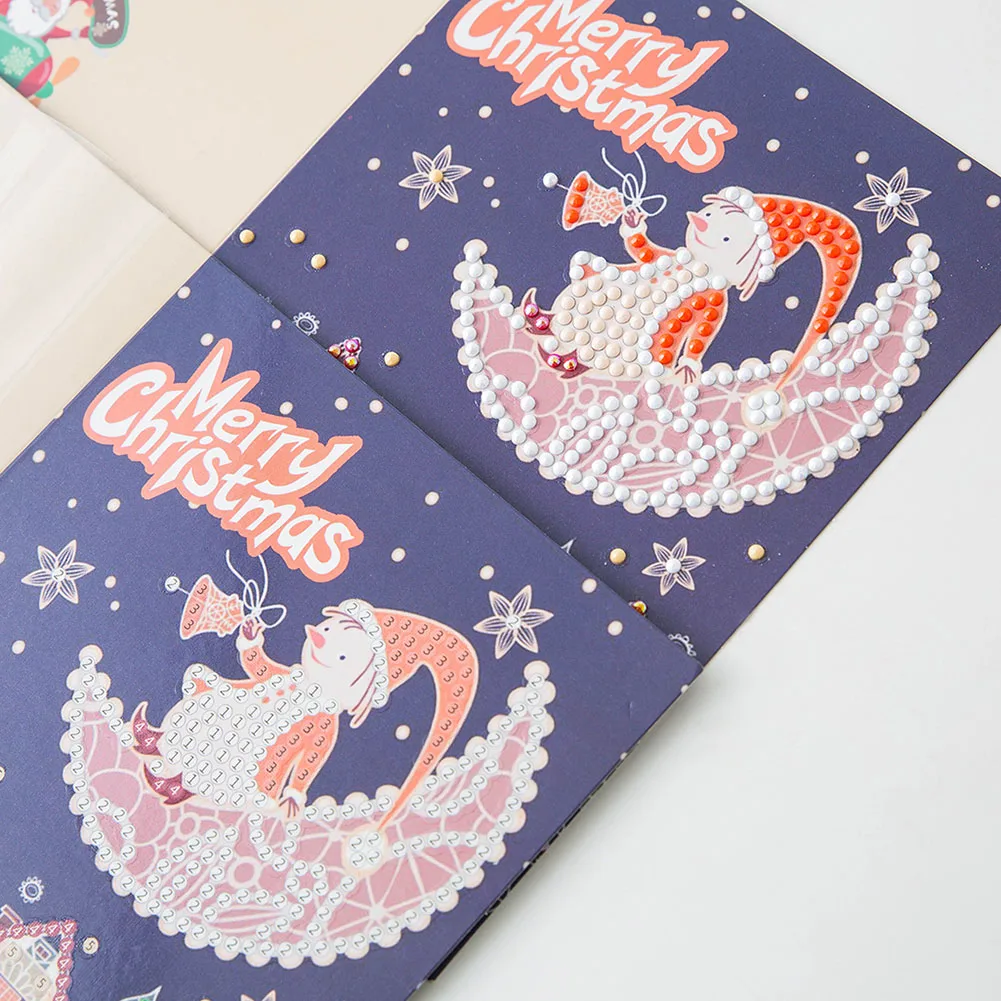 

4 шт., Новогодняя открытка Стразы с рисунком