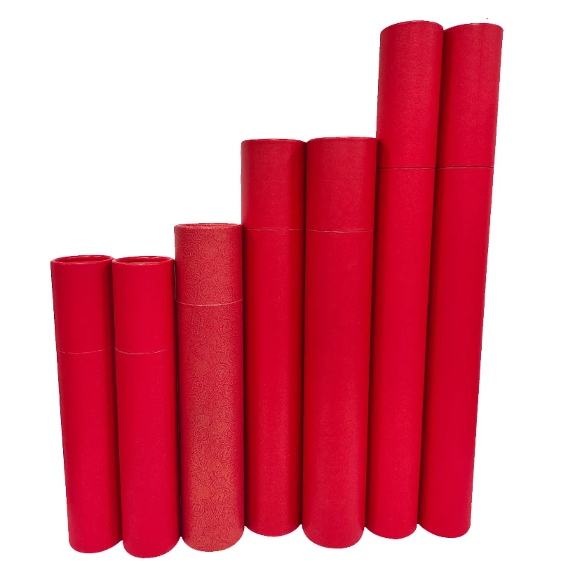 

10 Pcs Red Cardboard Tube For Blueprints Art Container Cylinder Can Poster Painting, Mouse Pad Pen Storage For A1A2A3A4 Paper