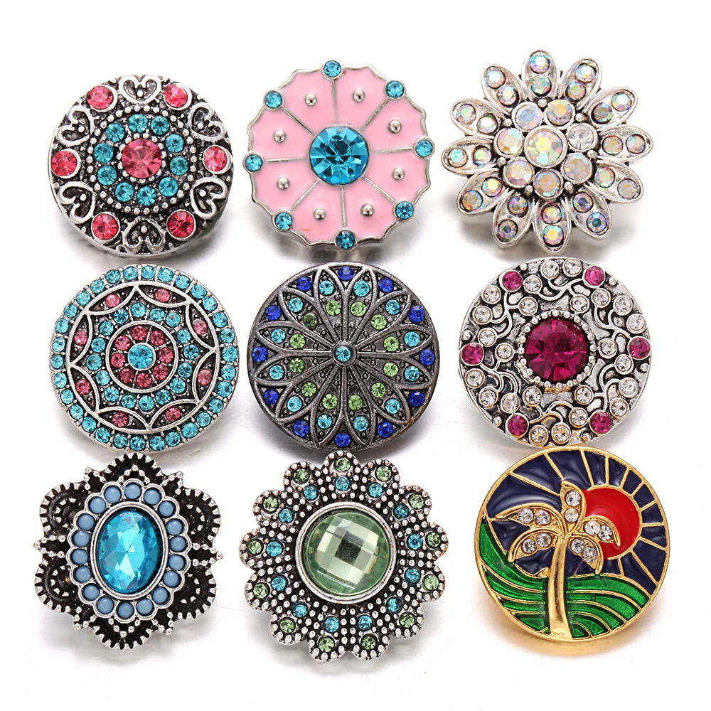 6 шт./лот Новые 18 мм кнопки для ювелирных изделий металлические Кристаллы Стразы
