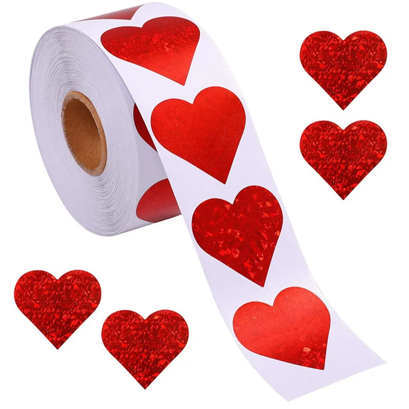 

500pcs Heart Shaped Love Sticker Seal Labels Packaging Sticker for Candy Dragee Gift Box Packing Bag Valentine's Day Stickers