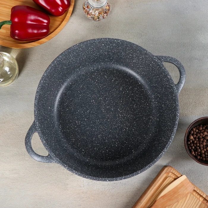 Жаровня &quotГрафит&quot 28 см х 9 5 4 л стеклянная крышка | Дом и сад