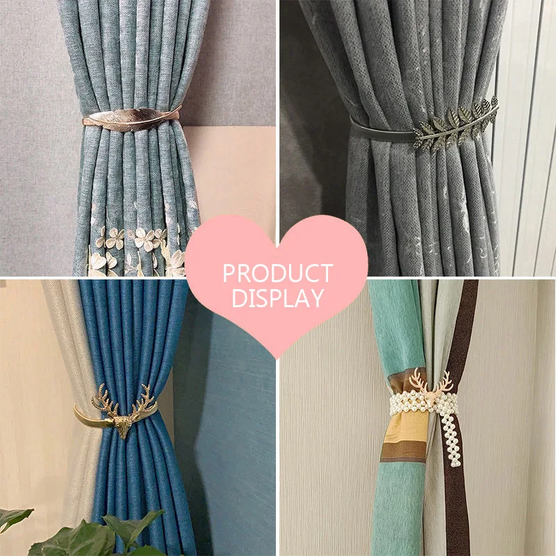 

1pc Metal Pearl Elk Leaves Curtain Clip Curtains Holders Tieback Buckle Clips Curtain Accessories Home Decor Decorations Tools