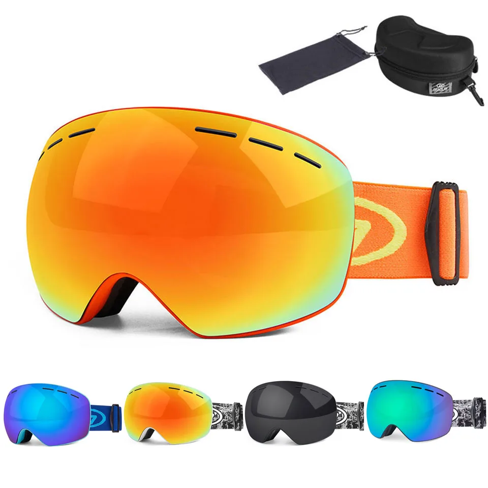 2021 лыжные очки двухслойные 24 цвета Защита от УФ излучения противотуманная