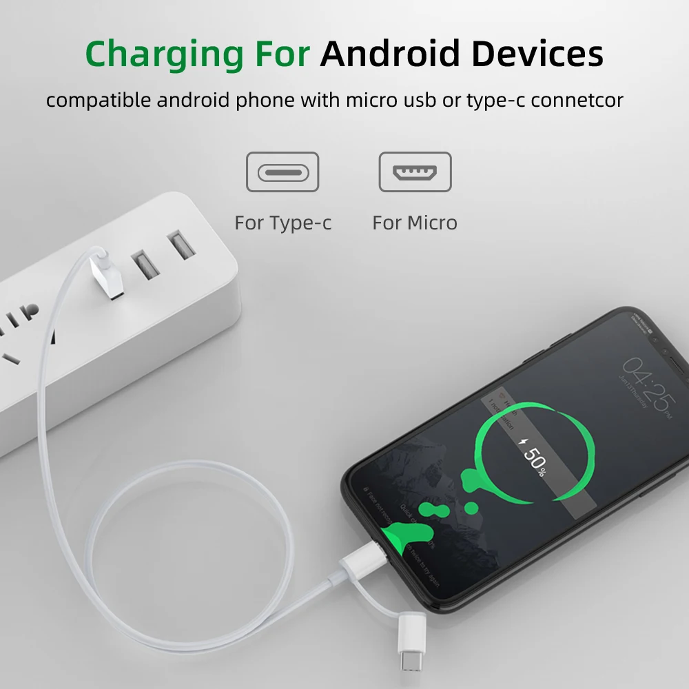 2 в 1 кабель для зарядного устройства USB 0 Type C Micro зарядки телефона P40 Samsung Huawei Xiaomi 5G