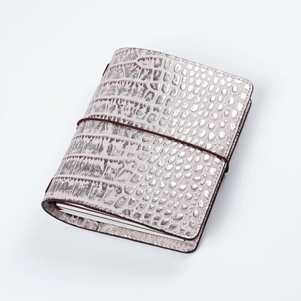 Rose Gold S Записная книжка из натуральной кожи многоразового использования, органайзер для путешествий с внутренним карманом, отделениями для карт, дневник из воловьей кожи, записная книжка, планировщик - Цвет: Rose Gold S