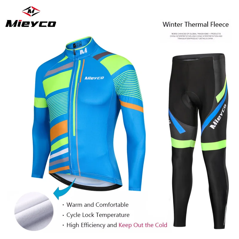 Серебристый Men Women Winter thermal Fleece Cycling Jersey Long Sleeve Road Bike Bicycle Clothing Ropa Ciclismo Bib Shorts Pants Set - Цвет: Серебристый