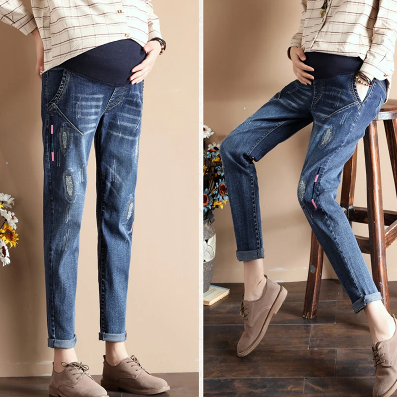 Джинсы для беременных Menoea весенне осенние джинсы с высокой талией и карманами