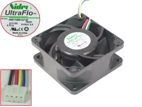 Nidec H60T12BS1A7 07 T03A1 DC 12V 0.72A 60x60x25 мм 4 провод Сервер вентилятор охлаждения|Кулеры и