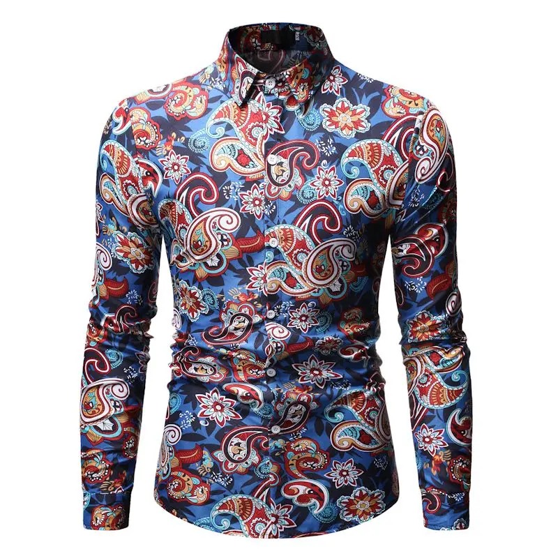 TIMALL Для мужчин s Пейсли рубашка Дизайн Стильный Slim Fit рубашки с длинными рукавами