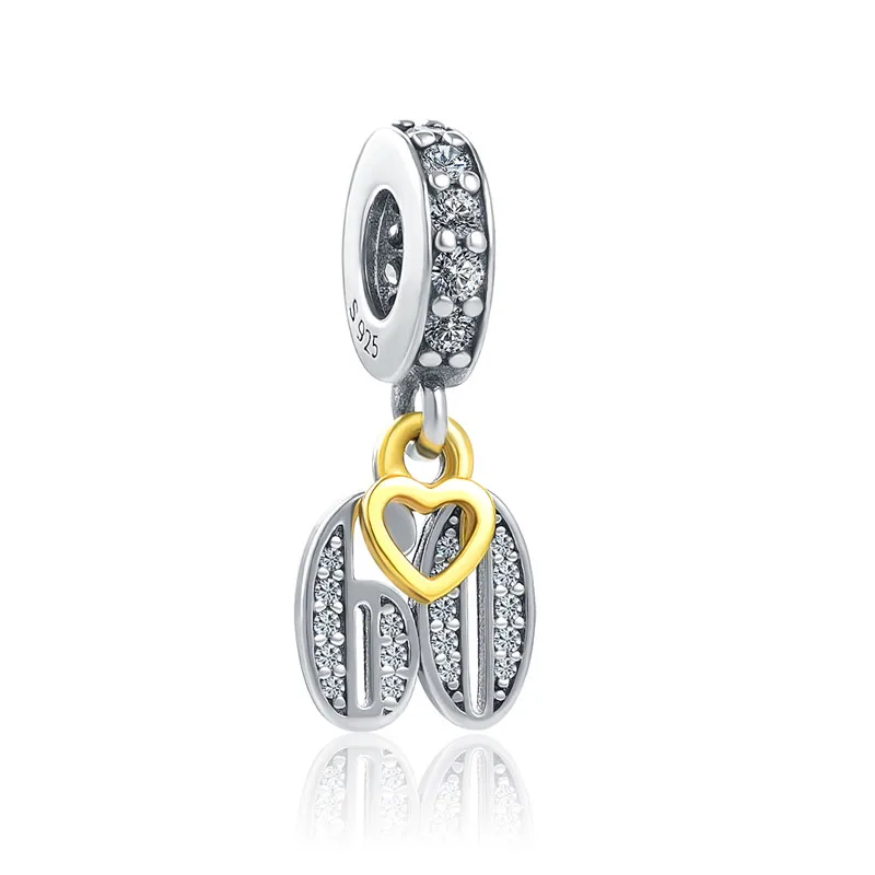New 13 15 18 21 30 40 50 60 70 Th Pendant Dangle Charm DIY fine beads Fit Original Pandora Charms Silver 925 Bracelet Jewelry | Украшения и