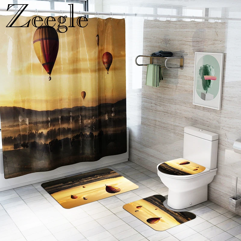 Zeegle Ванная комната ковролин ванну с набором для Шторы анти скольжения коврики
