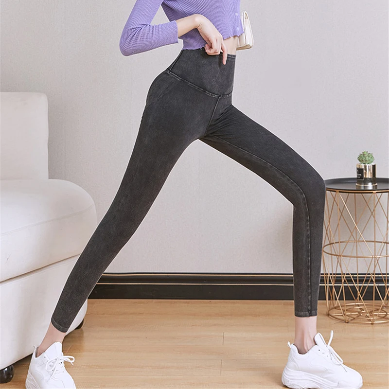 

Trendy Patchwork Star Jeans Female High Quality Denim Ankle-Length Pant Elastic High Waist Denim Butt Lifting Leggings For Women