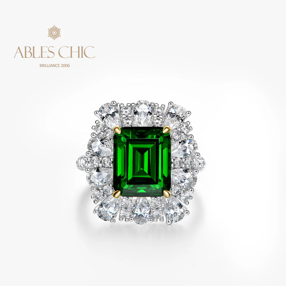 Sterling Silver Royal Crown Lab Emerald Wedding Ring Iconic 5A Zircon Tsavorite Gemstone Bridal Engagement Rings S2R1S2R1158