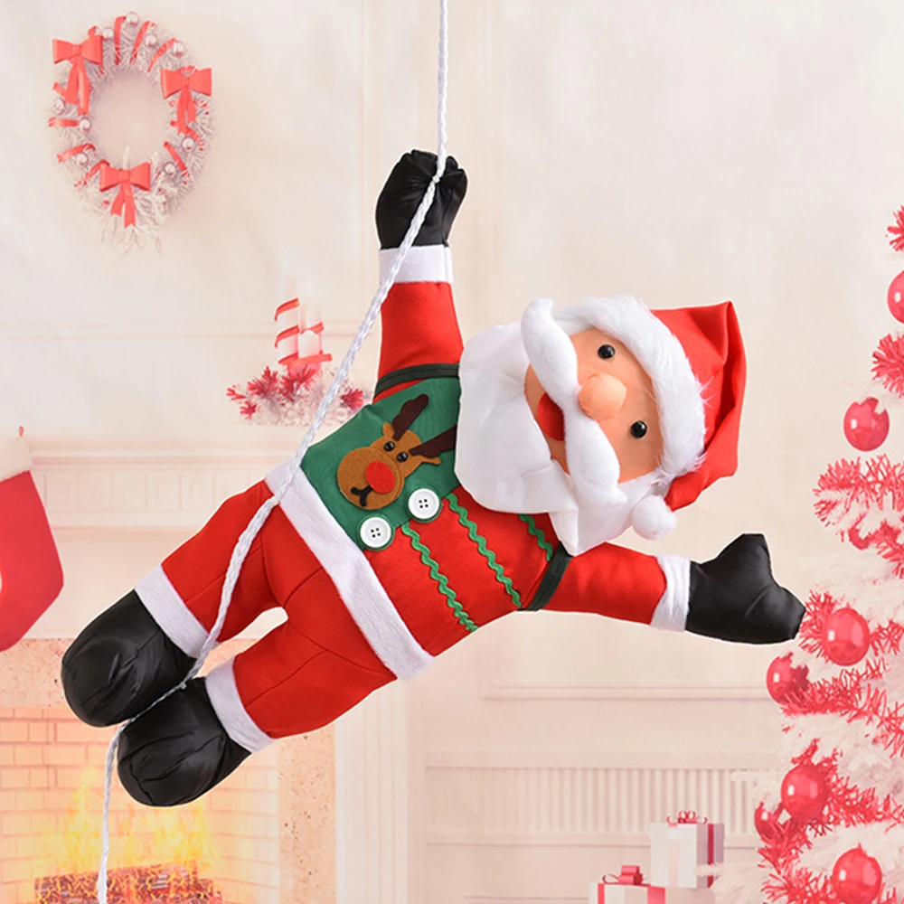 

60CM Climbing Rope Ladder Santa Claus Christmas Decorations Outdoor Parachute Santa Claus Doll Pendant New Year Decor Ornament 2