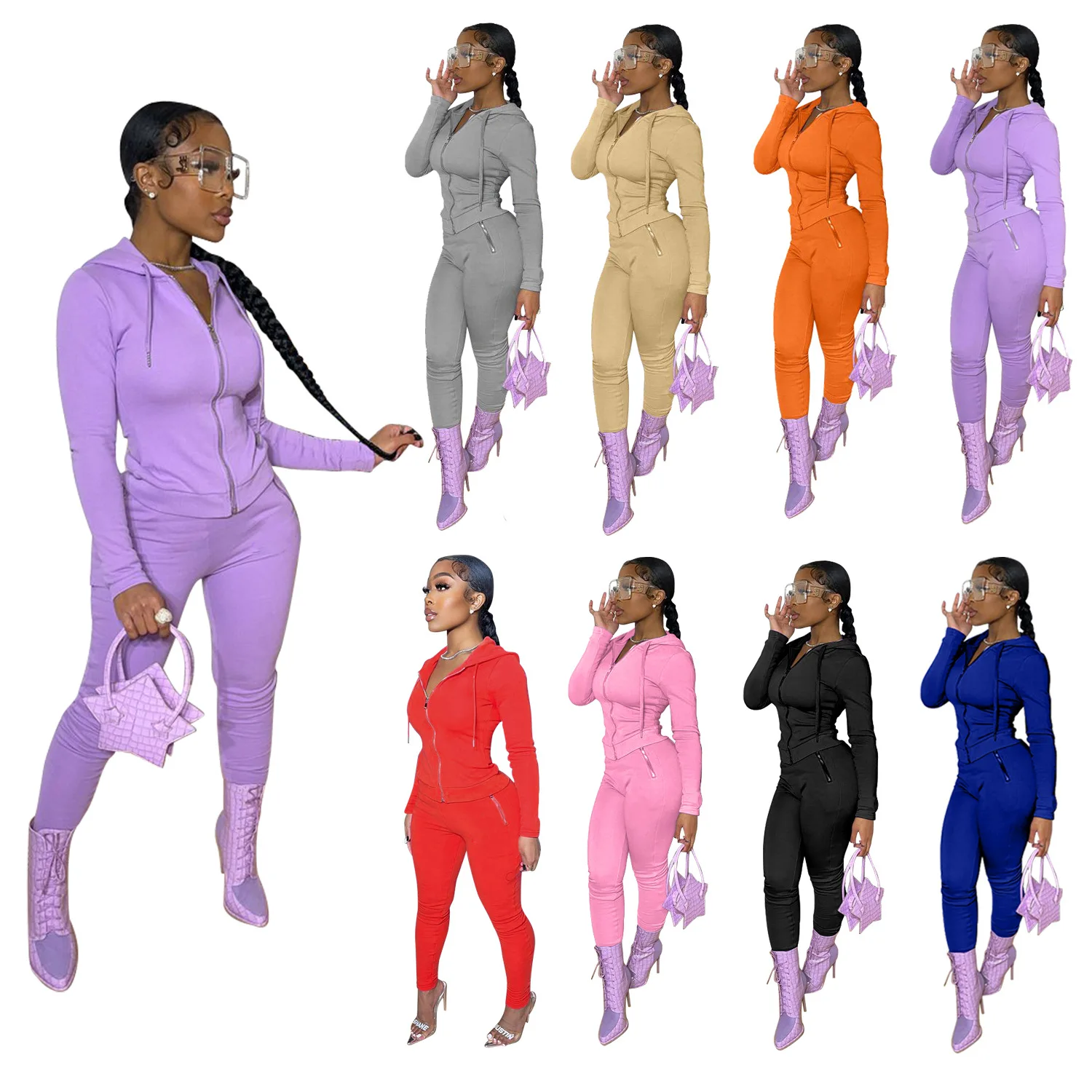 

Winter Women Two Piece Set Jacket Coat And Long Pants Solid Color Tracksuit Sportsuit Clothes FOr Women Outfit