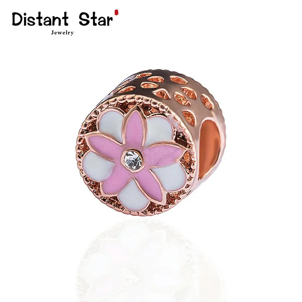 Белые цветы круглые Европейские Бусины цинковый сплав сделай сам браслет