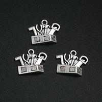 8pcslots 17x22mm antique silver plated fathers day house tool charms toolbox pendants creative jewelry making parts hand made