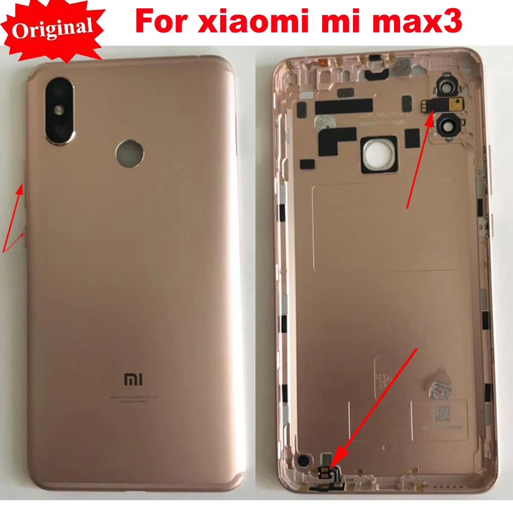 

Оригинальная задняя крышка корпуса для Xiaomi Mi MAX 3 MAX3, задняя крышка, сменный корпус аккумулятора со вспышкой, объективом камеры, кнопками мик...