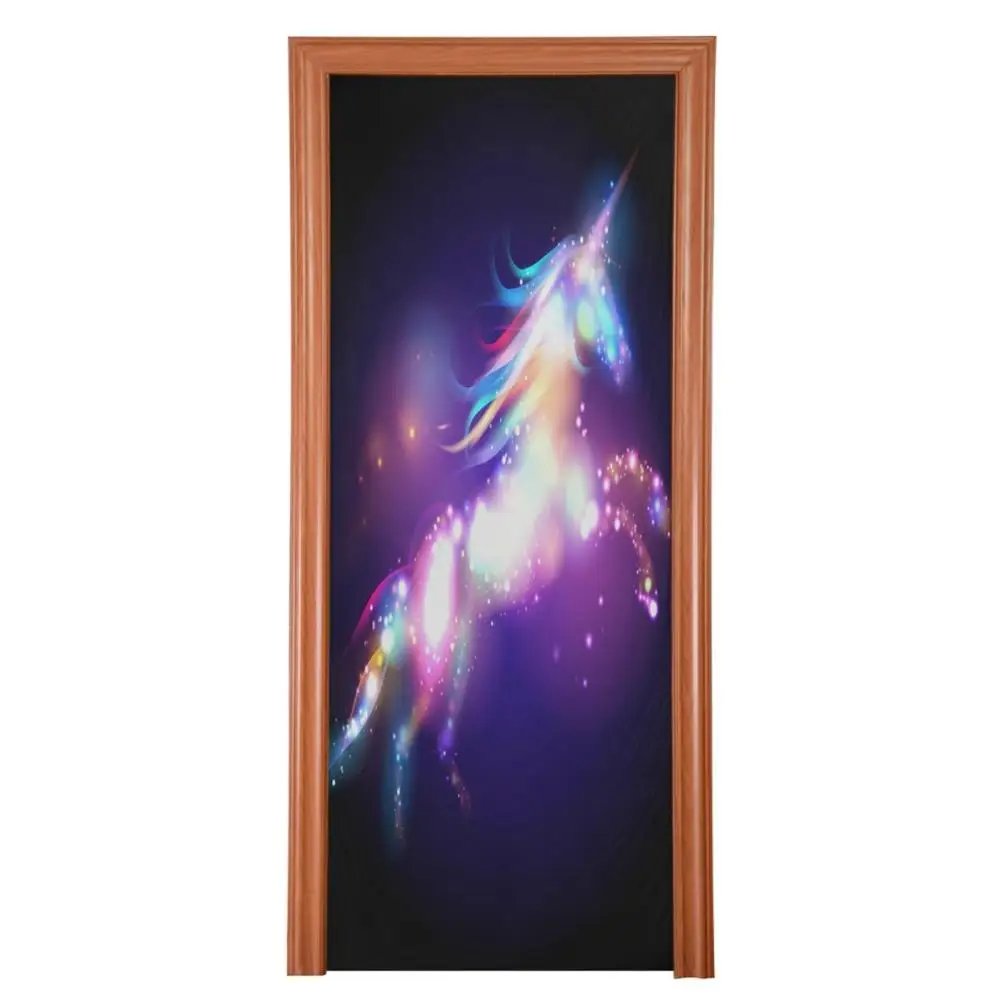 Наклейки на двери для детской многоразовые с изображением милого единорога | Дом