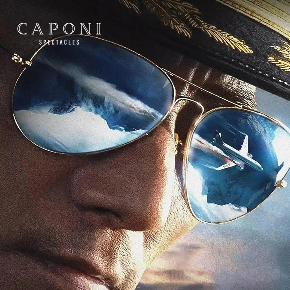 CAPONI, Классические солнцезащитные очки, женские, поляризационные, пилот, Винтажные Солнцезащитные очки для мужчин, модные, Ins, очки для пар,, защита от ультрафиолета CP2025
