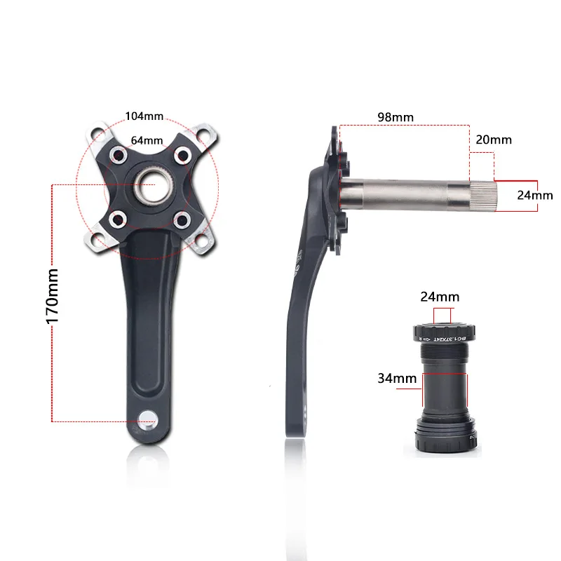 Шатун RACEWORK 170 мм из алюминиевого сплава 104BCD шатун GXP BB для SRAM XX1 XO1 X1 GX XO | Спорт и