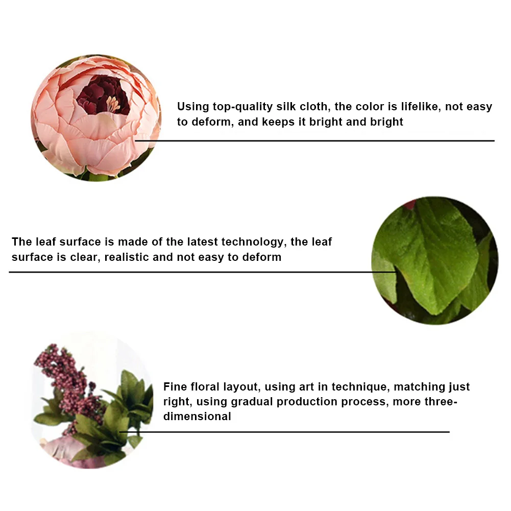 

5Pcs/set Peony Artificial Flowers Silk cloth Artificial Peony for Room Artificial Flowers Home Wedding Decoration