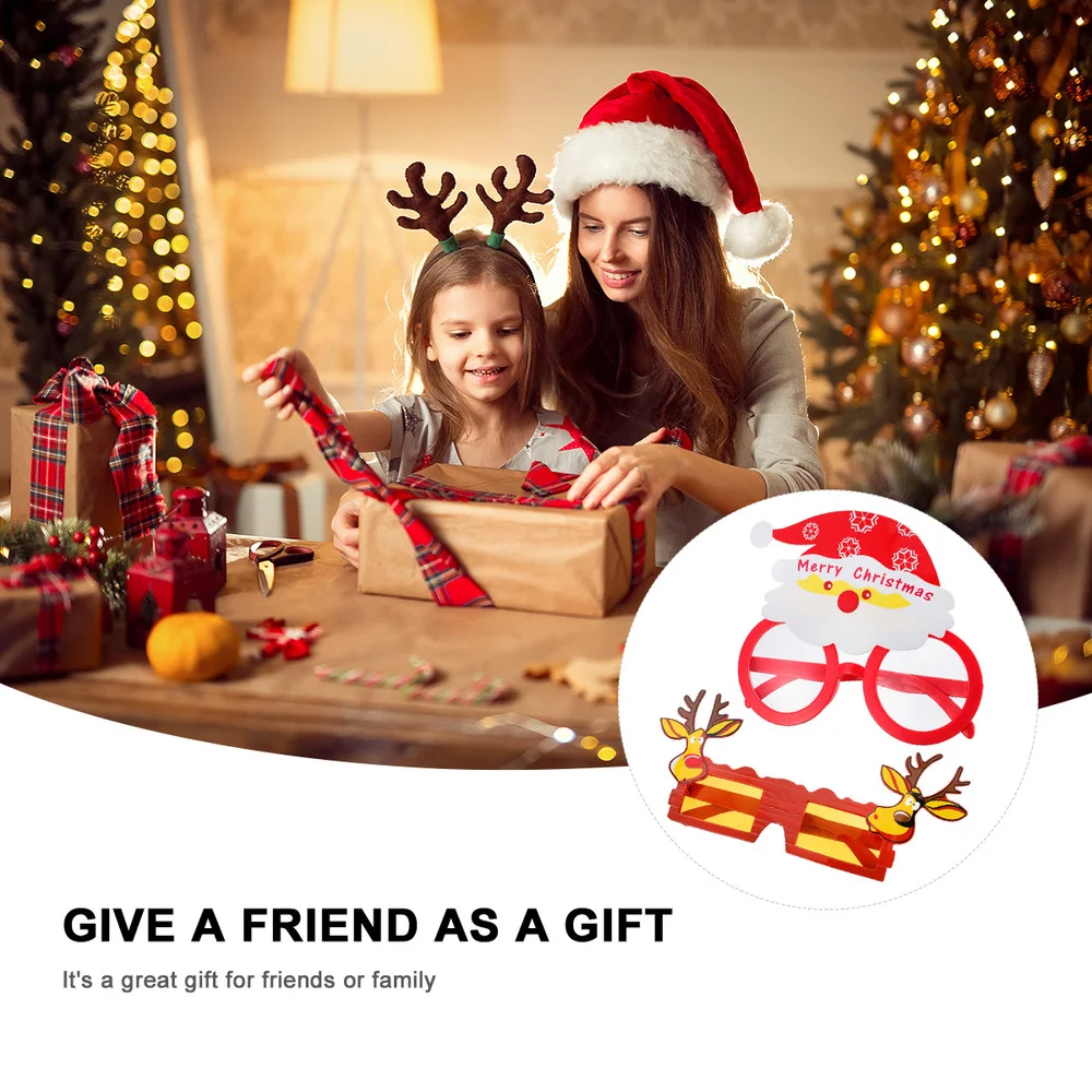 

2pcs Christmas Funny Eyeglass Durable Prime Sturdy Glasses Eyeglass For Kids New Year Gift Christmas Party Supplier