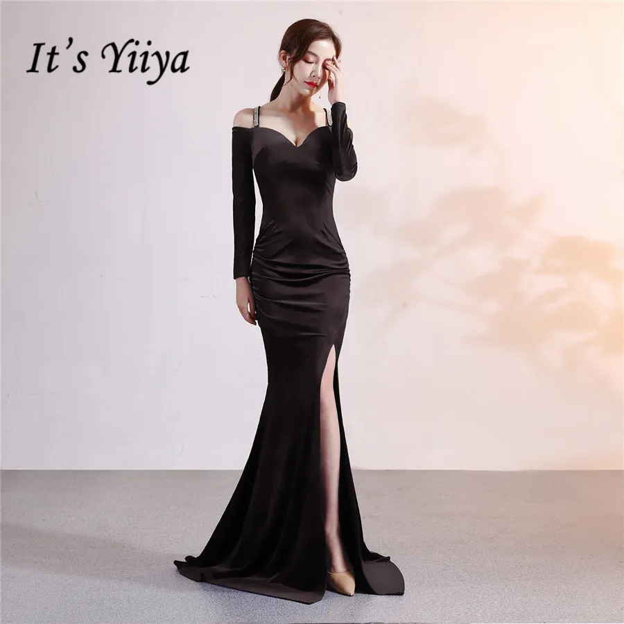 Женское вечернее платье-Русалка It's Yiiya DX363 велюровое платье с открытой спиной и