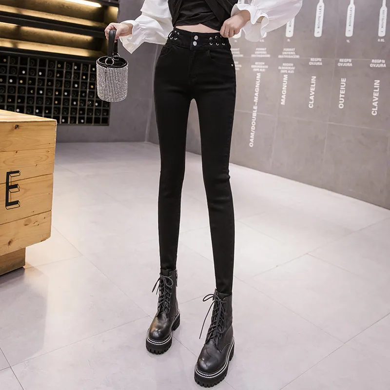 

Limiguyue Spring High Waist Stretch Skinny Denim Pants Jeans Women Pencil Pants Thin Stretch Buttons Zipper Ladies Vaqueros K075