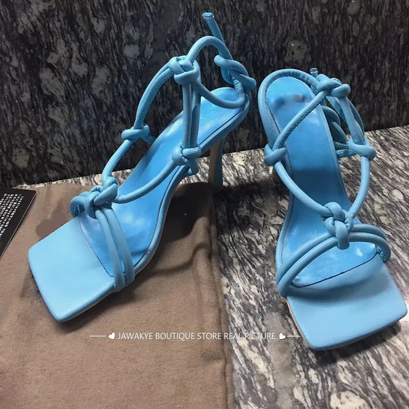 Женские сандалии гладиаторы с бантиком летние вечерние туфли из овечьей кожи на