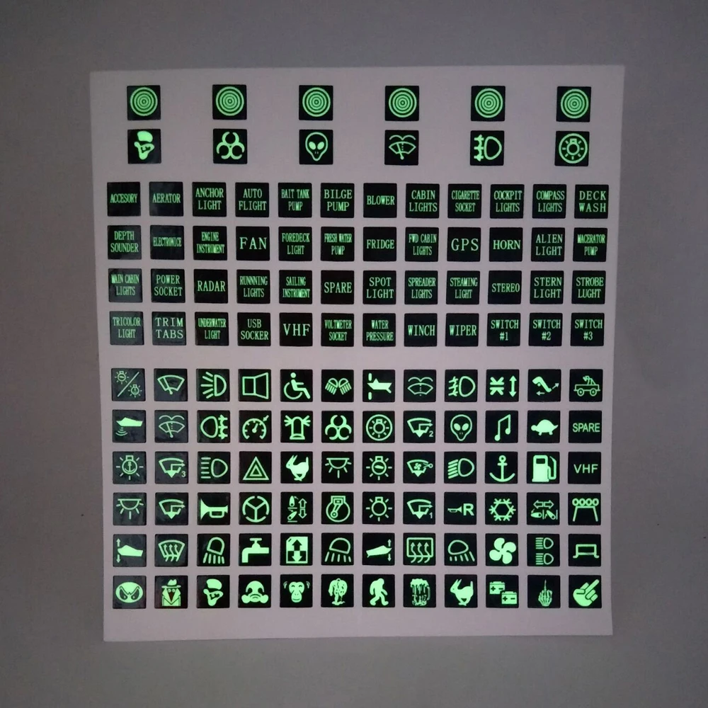 1 лист светящихся автомобильных наклеек приборная панель кнопка наклейка