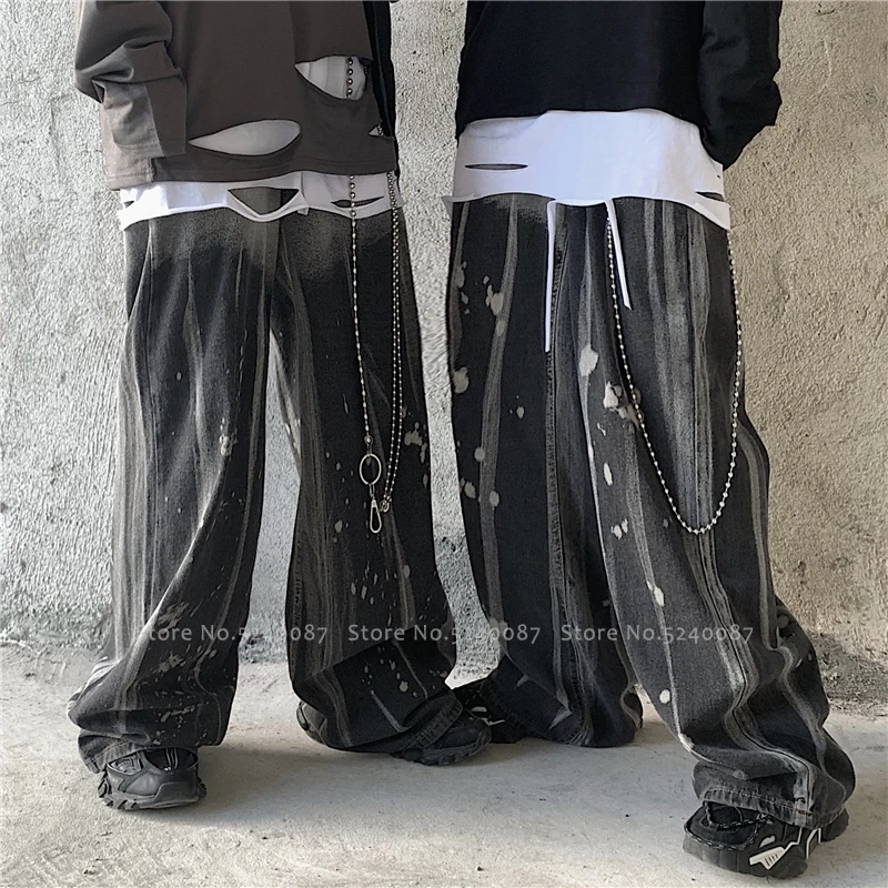 Брюки в японском стиле харадзюку с широкими штанинами свободные джинсовые штаны