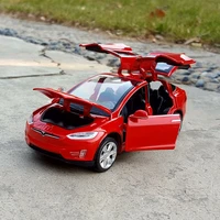 new 132 tesla model x90 door open alloy car model sound and light pull back simulation childrens toy collection decoration
