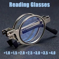 round metal frame foldable reading glasses men women anti blue light rays blocking presbyopia farsighted eyeglasses 1 5
