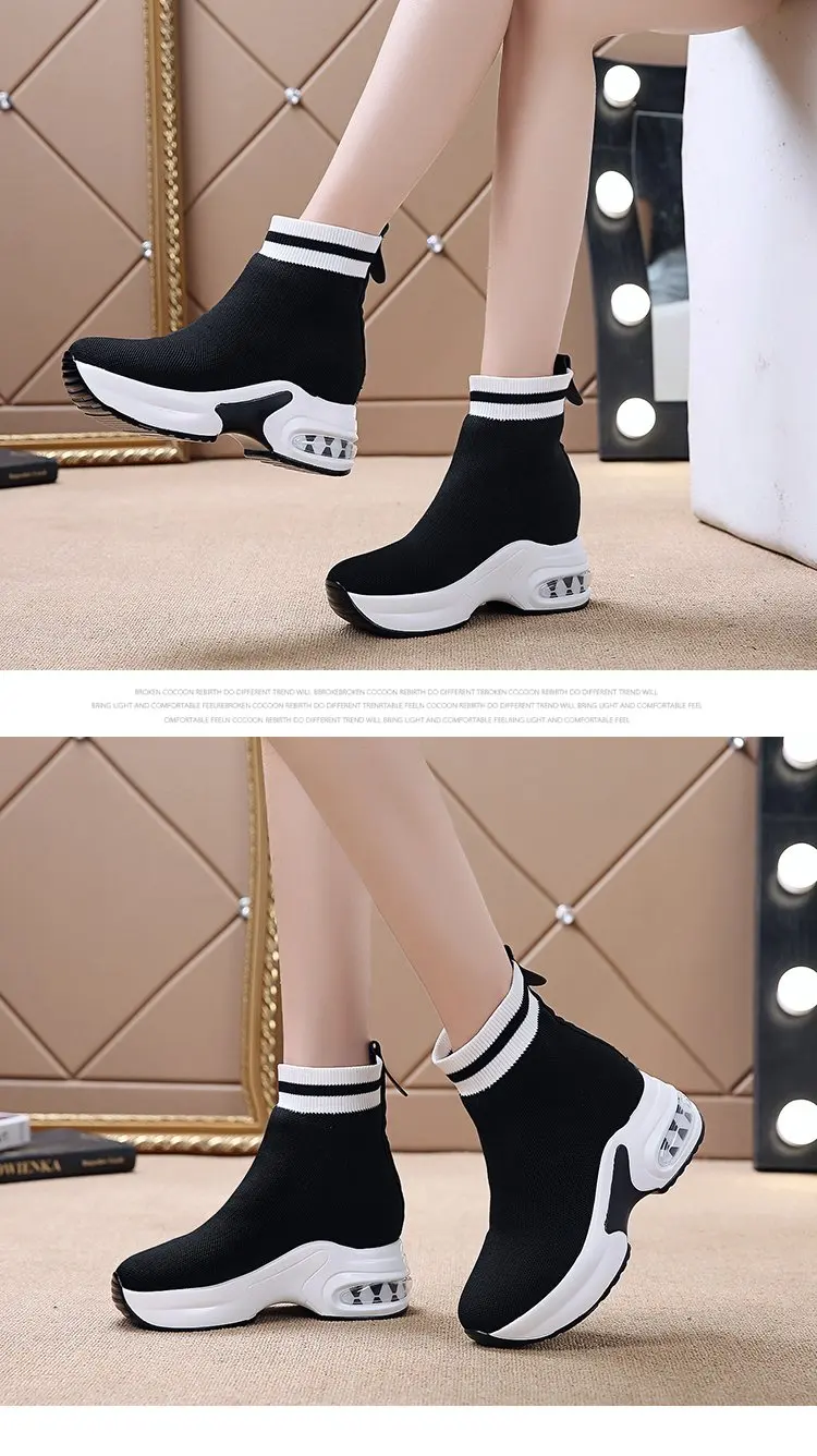 New Platform Sneakers Shoes Breathable Casual Shoes Woman Fashion Height Increasing Mesh Ladies Shoes Slip-On Chaussure Femme