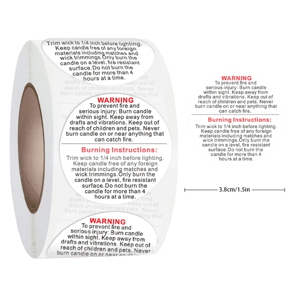 

2pc Candle Warning Labels Candle Safety Stickers for Candle Containers Jars Tins Roll Stickers