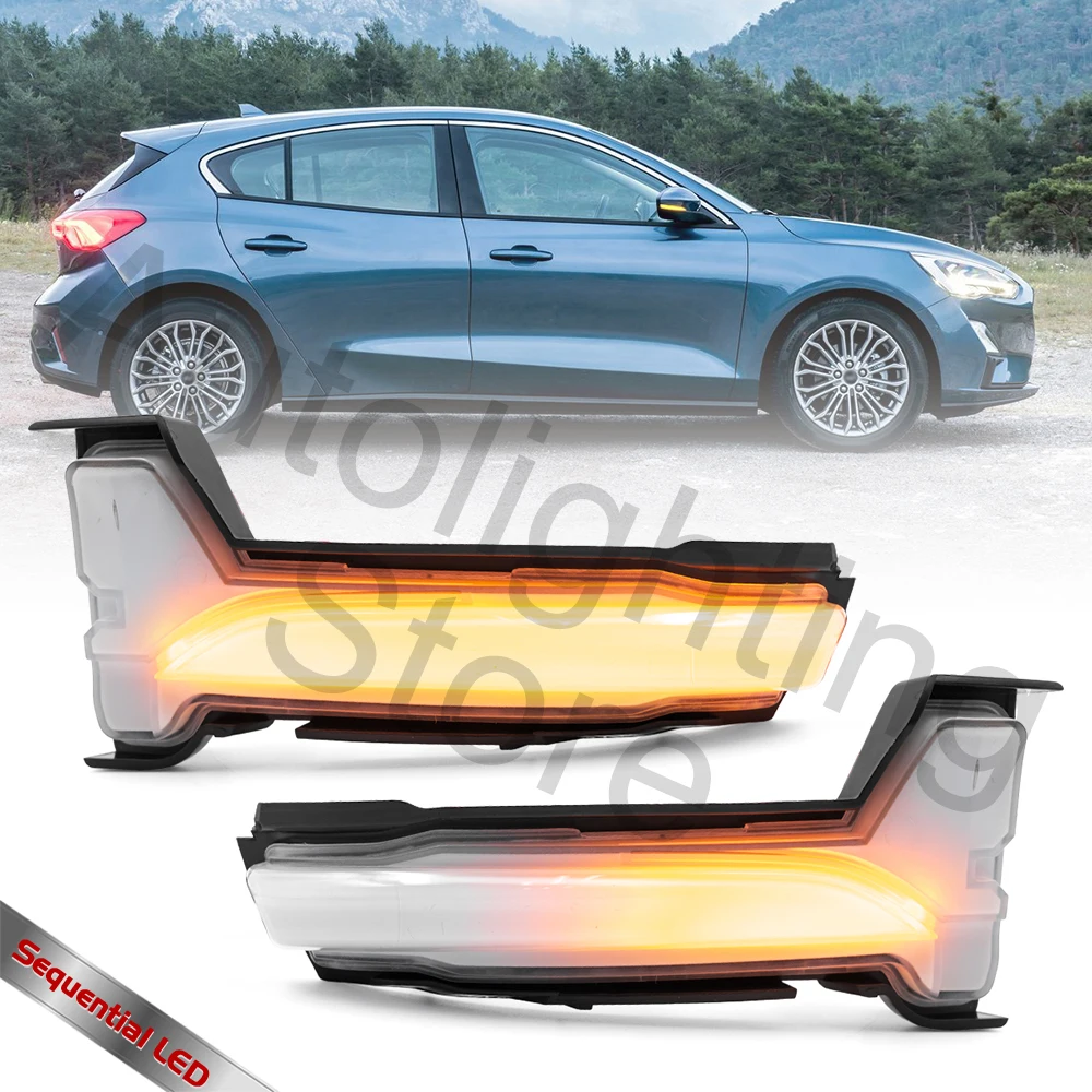 

2X Led Sequential Side Mirror Indicator Blinker Lamps For Ford Focus Mk4 Estate Hatchback Saloon 2018 2019-up Turn Signal Lights