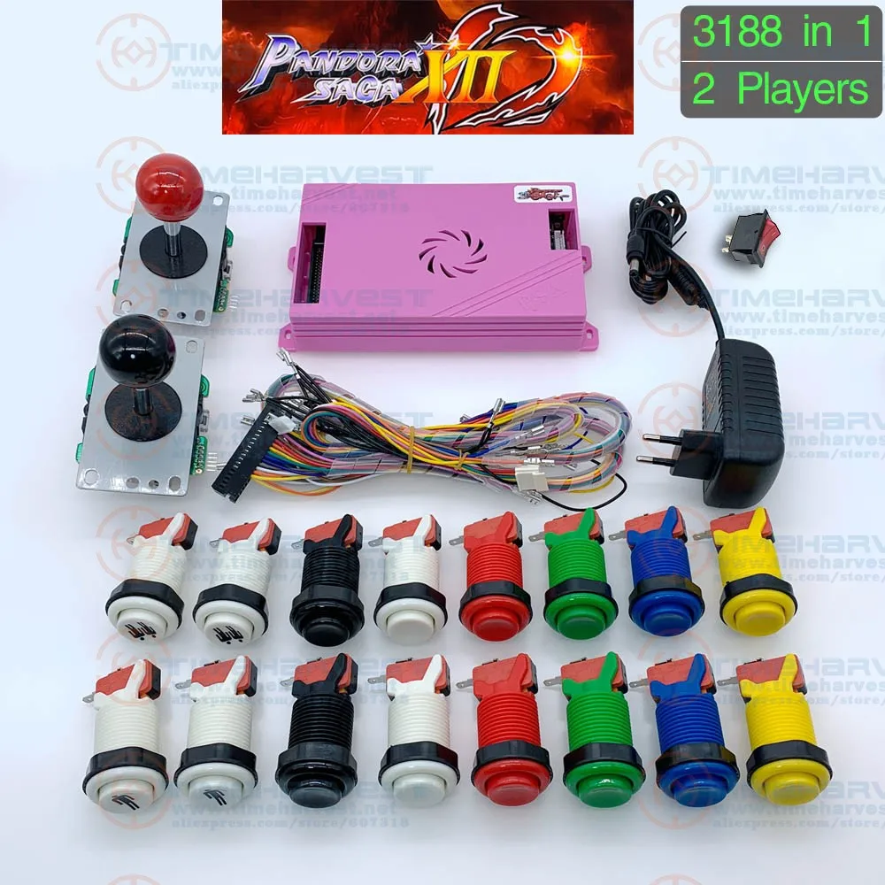 

3188 в 1 Pandora Сага коробка 12 DIY аркадный комплект настольная игра 8 way джойстик и американский стиль Кнопка для 2 игр аркадная машина