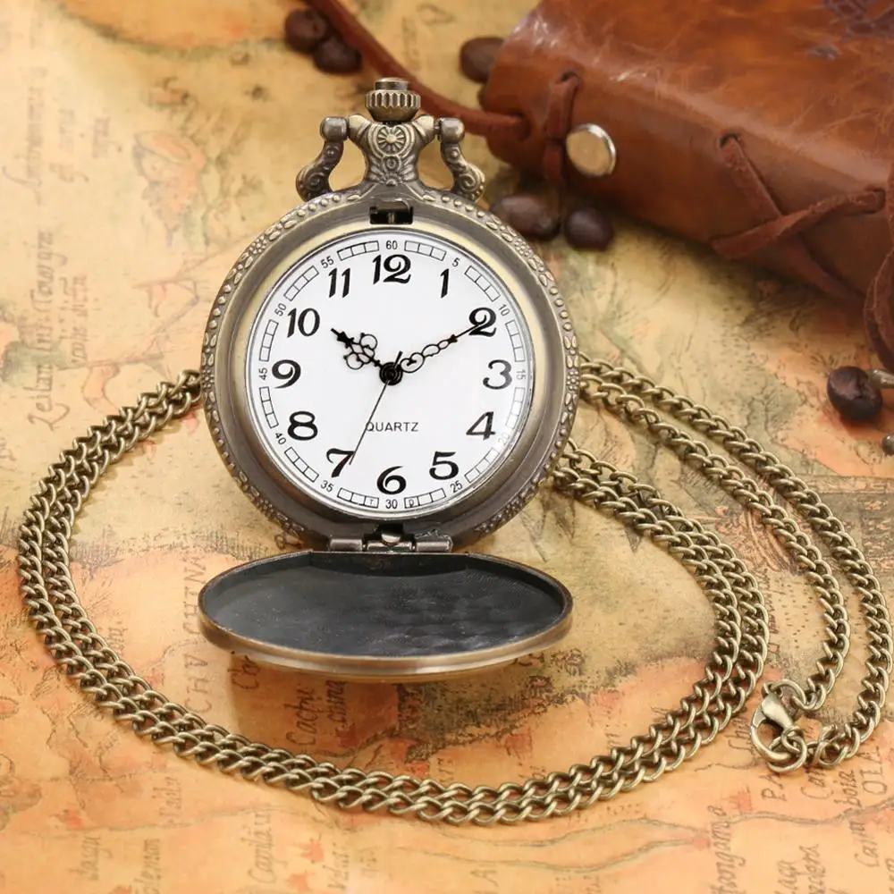 

Bronze 3D Night Owl Carving Quartz Pocket Watch Men Watches Antique Necklace Chain Good Quality Best Pendant Gift For Men Women