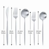 home silver stainless steel cutlery set matte dessert fork coffee spoon knive 5pcs tableware luxury dinnerware kitchen cutlery