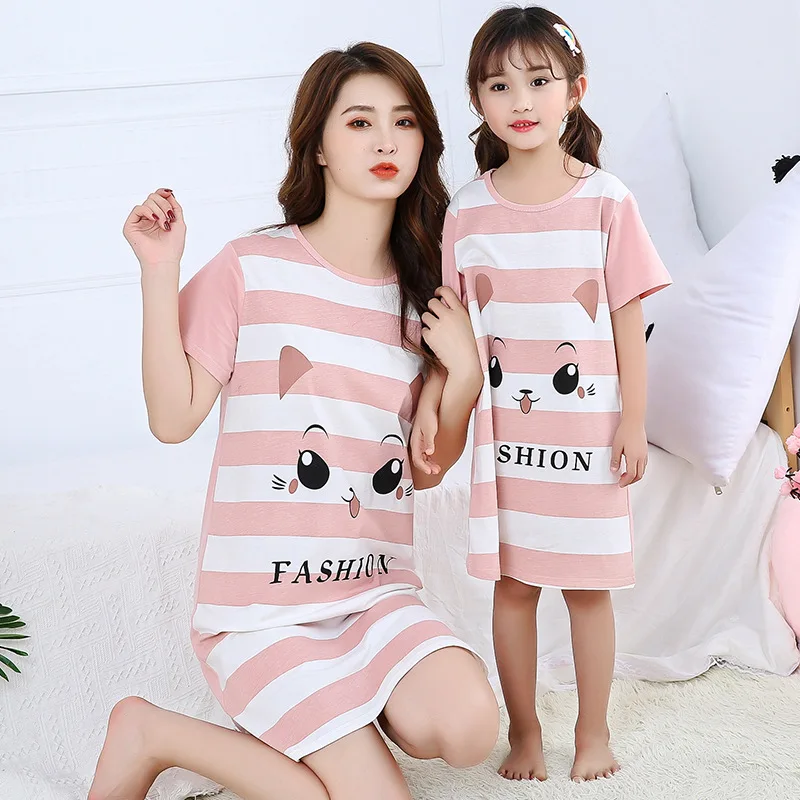 

New Summer Unicorn Nightgowns For Women Cotton Dressing Gowns Girls Sleepwear Nightshirts O-neck Nightdress Causal Sleepshirts